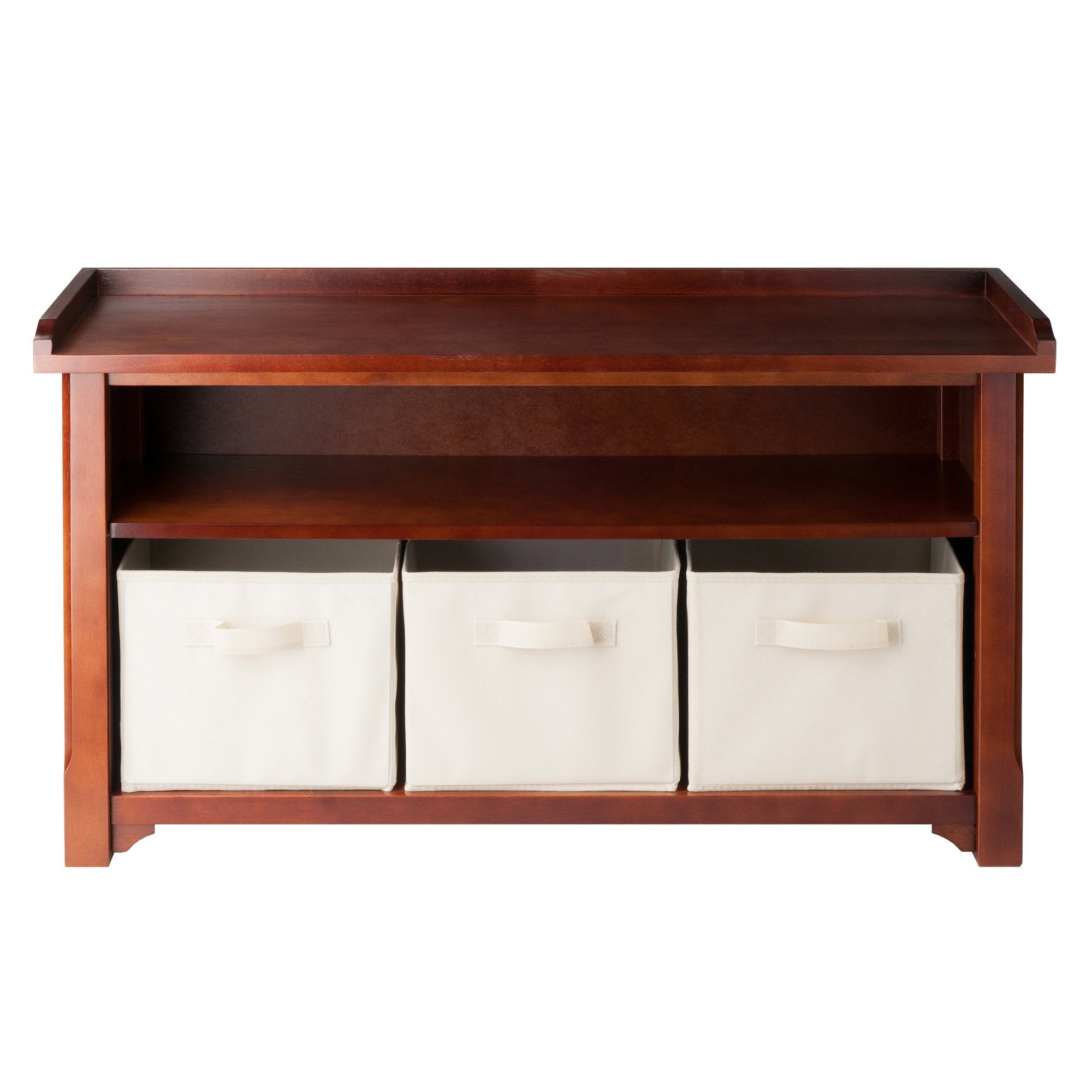 Winsome Verona Bench, 3 Small, Walnut/Beige