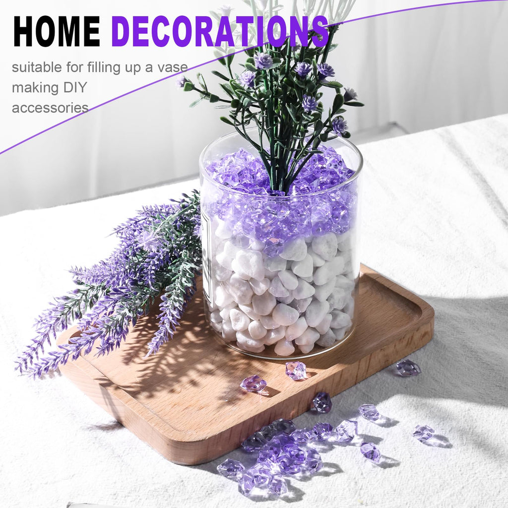 Domestar 550Pcs Purple Vase Fillers, Acrylic Fake Crushed Ice Rocks Fish Tank Vase Centerpiece Party Table Scatter Props Display