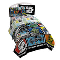 Star Wars Classic Grid Full Comforter - Super Soft Kids Reversible Bedding Features Darth Vader, Stormtrooper, And Chewbacca - F