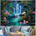 Generleo Forest Tapestry Mushroom Flower Tapestry Natural Landscape Waterfall Tapestry Colorful Floral Plants Wall Tapestry Fant