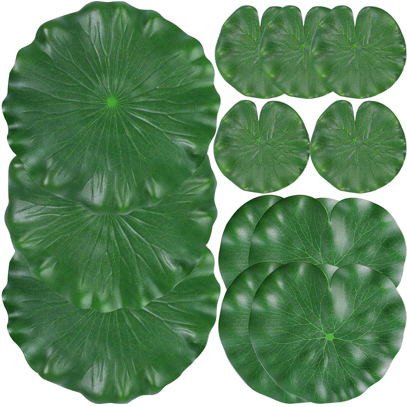 ZAUGONTW 12 Pieces Realistic Lily Pads Leaves, Artificial Floating Foam Lotus Leaves, Water Lily Pads Artificial Foliage Pond De