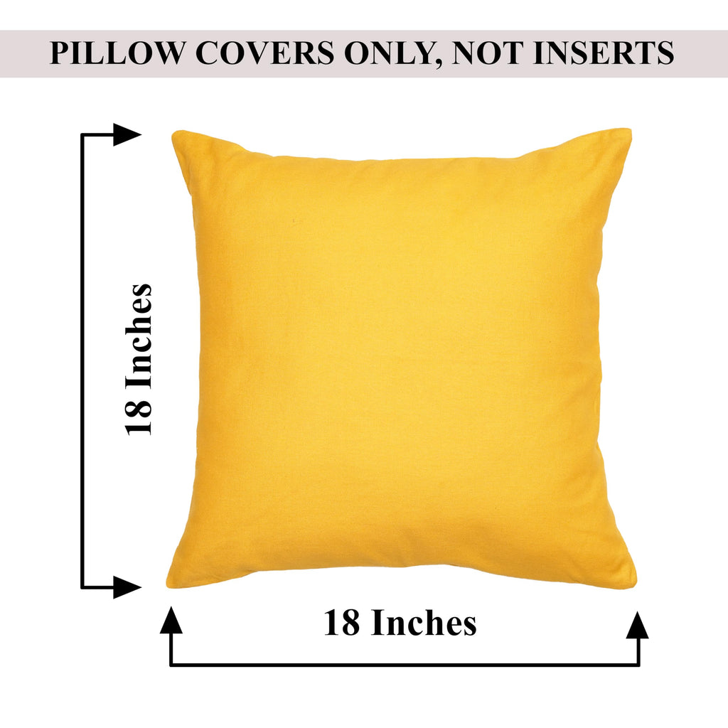 Rely+ Cotton Throw Pillow Covers 18X18 Inchs Set Of 2 Yellow Decorative Zippered Cases For Couch Bedroom Sofa Farmhouse Living R
