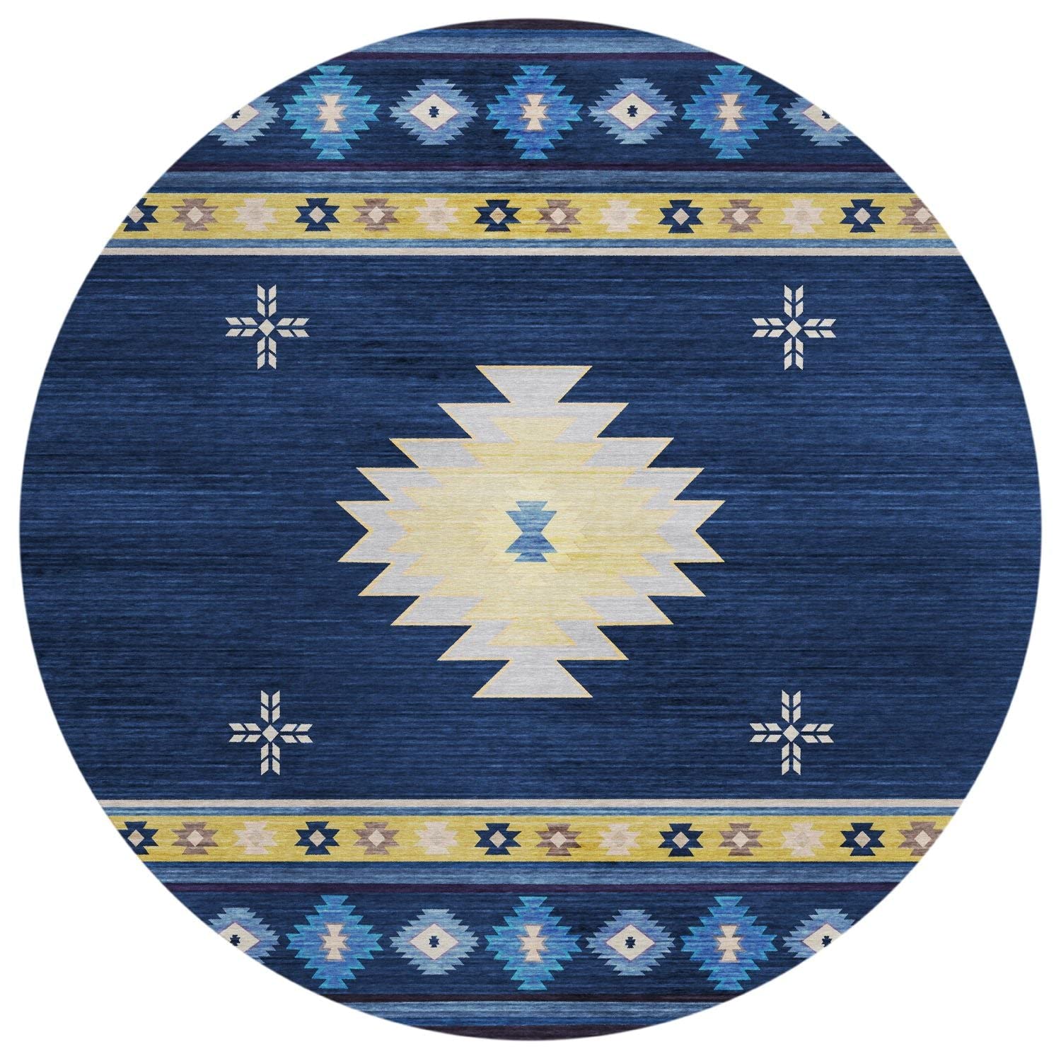 Phoenix Ph4 Blue Southwestern Rug Round 8' X 8'