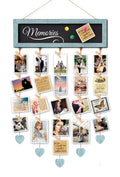 EXQUIDECA Picture Frames Collage Display Board with 30 Clips - Multi Photos Cards Organizer with Adjustable Twines and Magnetic 