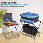 2-Tier Folding X-Shaped Luggage Rack, 50 lb Capacity, Chrome Finish