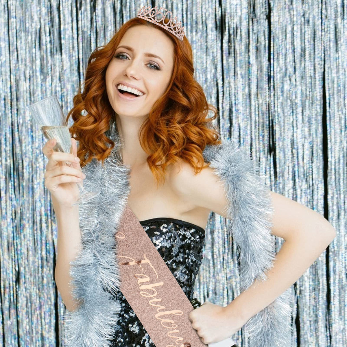 Semato 50Th Birthday Decorations 50Th Birthday Tiara Sash Kit- 50Th Birthday Gifts For Women 50Th Birthday Party Decorations (Ro