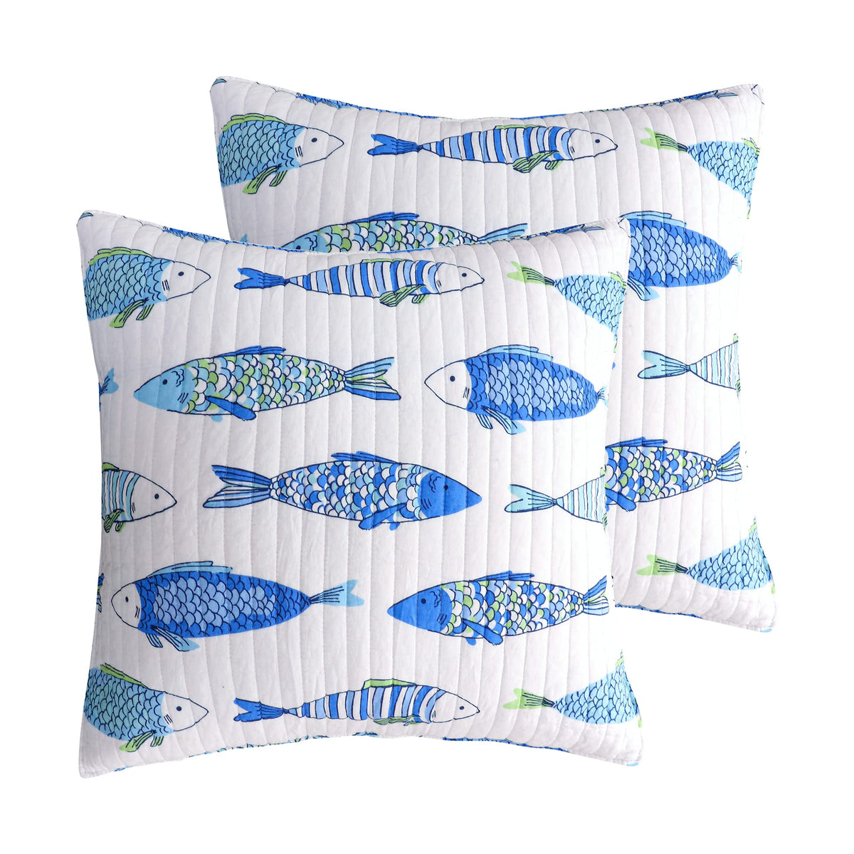 Levtex Home - Catalina - Euro Shams Set Of Two - (26X26In.), No Insert - Geometric Pattern - Cotton Fabric