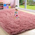 Amdrebio Blush Pink Rug for Girls Room, Girls Area Rugs for Bedroom, 5x8 Rug, Shaggy Fuzzy Carpet for Kids Room Decor, Furry Flo