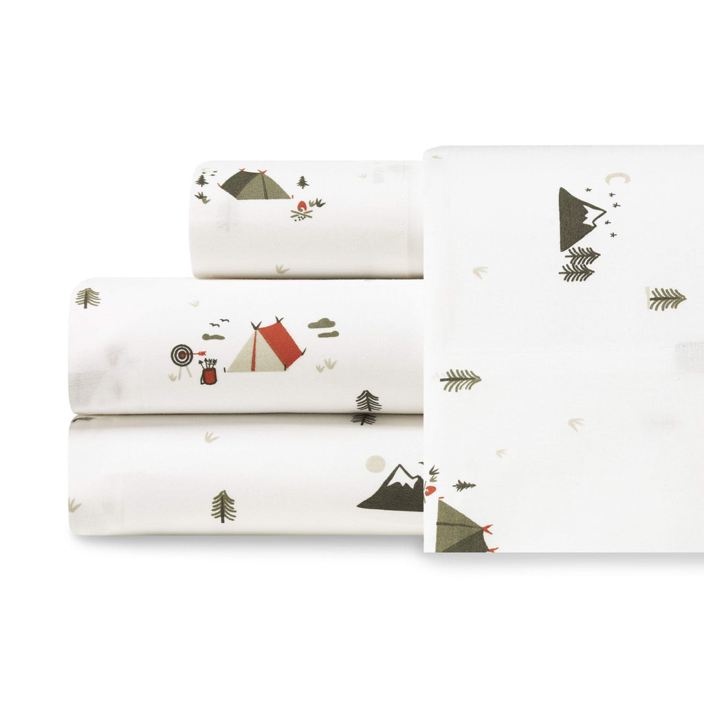 Eddie Bauer - Queen Sheets, Cotton Percale Bedding Set, Crisp & Cool Home Decor (Cascade Camping, Queen)