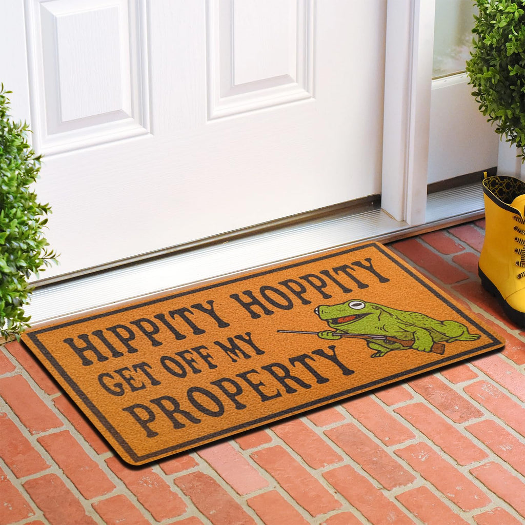 Faptoena Doormat Frog Coir Polyester 30x17 inch Hippity Hoppity Get of My Property