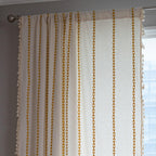 Sutuo Home Boho Curtains For Living Room Bedroom, Semi Blackout Farmhouse Vintage Shabby Chic Tassels Window Treatment Bohemian Embroidery Drape, Rod Pocket 1 Panel 52' W X 96' L, White And Gold