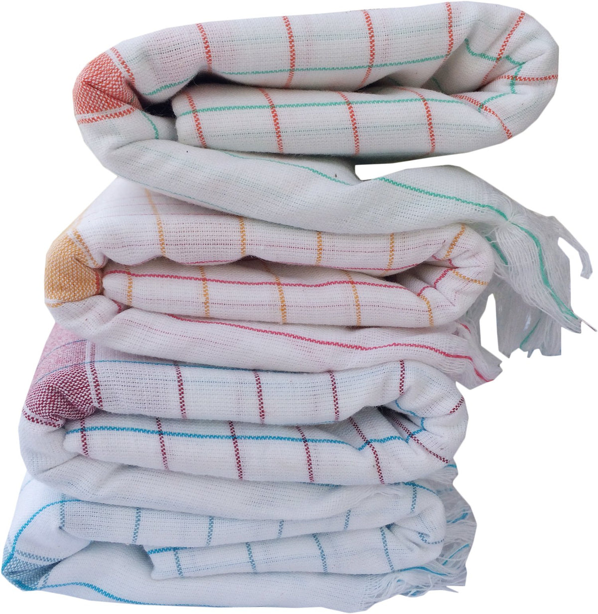 Fancyadda Cotton Bath Towel Combo 300 Gsm (Set Of 4, White Checks, Extra Large Size