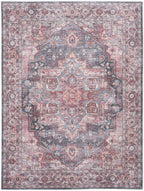 HomeRoots 522430 9 x 12 ft. Red Floral Power Loom Distressed Washable Rectangle Traditional Area Rug