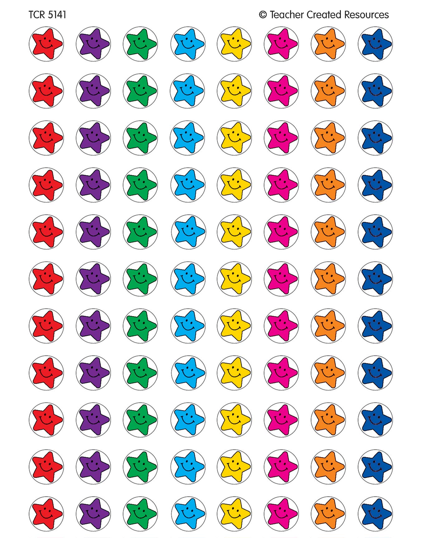 Teacher Created Resources Mini Stickers Valu Pack, Smiley Stars (5141)