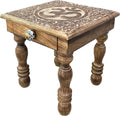 DharmaObjects Solid Mango Wood Hand Carved Prayer Puja Shrine Altar Meditation Table (OM)
