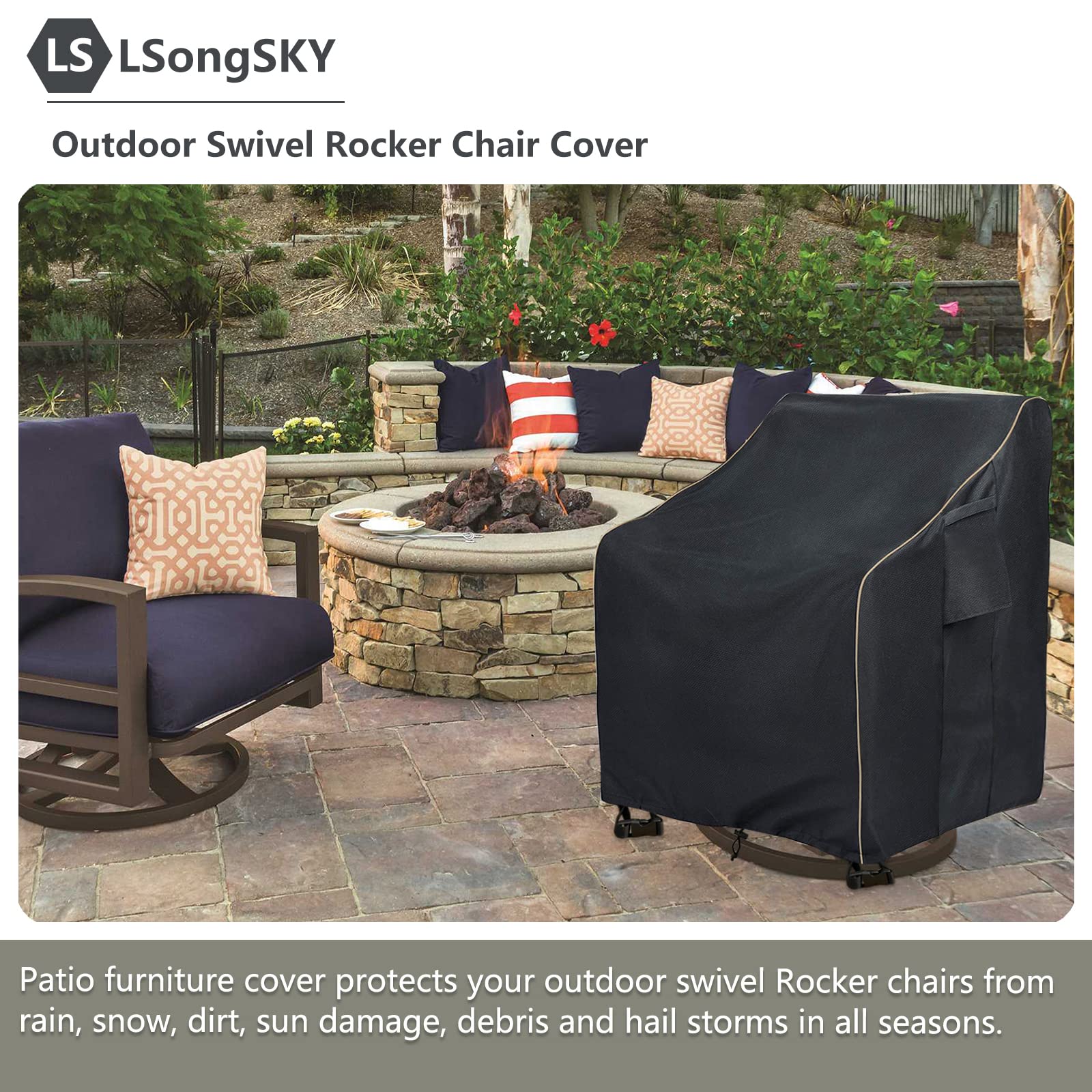 Lsongsky Outdoor Swivel Lounge Chair Cover 2 Pack,35 W X 37 D X 38.5 H Inches,100% Waterproof Heavy Duty Outdoor Chair Covers,Patio Furniture Cover For Swivel Patio Lounge Chair,Black