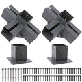 Antsky 4X4(Actual: 3.5X3.5) 4-Way Right Angle Corner Brackets With Flange Anchor Bases