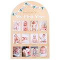 Photos of My First Year Wood Board - Newborn 1 to 12 Months Photo Display,1st Birthday Growth Photos Record Sign,Monthly Milesto