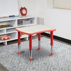 21.875W x 26.625L Rectangular Red Plastic Height Adjustable Activity Table with Grey Top