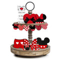 Andi Cppss 8PCS Valentines Mouse Tiered Tray Decor Happy Valentines Day Tiered Tray Decorations Set Sweet Love Mouse Tabletop Fa
