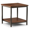SIMPLIHOME Skyler Solid Mango Wood and Metal 22 inch wide Square End Table Industrial End Side Table in Dark cognac Brown with S