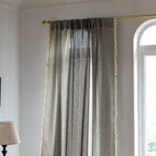 Sutuo Home Boho Curtains 108 Inch For Bedroom Living Room, Semi Blackout Linen Farmhouse Shabby Chic Tassels Window Treatment Bohemian Embroidery Drape, Rod Pocket 1 Panel 52' W X 108' L, Gray Linen