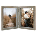 ORIVAN Double 5x7 Picture Frame Hinged Frame Vertical MDF Wood Photo Frames with Glass Front (Gray)