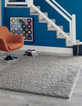 Rugs.com - ber Cozy Solid Shag Collection Rug - 8 x 10 Cloud Gray Shag Rug Perfect for Living Rooms, Large Dining Rooms, Open 