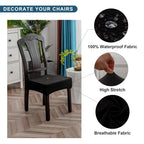 Genina Waterproof Seat Covers For Dining Room Chair Covers Waterproof Dining Chair Covers (2 Pcs-Rear-Gapped, Black)