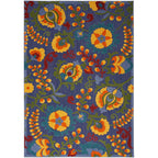 Nourison Aloha Indoor/Outdoor Modern Navy Multicolor 5'3' X 7'5' Area Rug, Easy Cleaning, Non Shedding, Bed Room, Living Room, Dining Room, Backyard, Deck, Patio (5X7)
