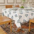 Urban Space 100% Cotton Dining Table Cover For 4 Seater, Printed Cotton Table Cloth For Center Table, Table Cover With Tassels (