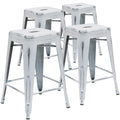 4 Pk. 24 High Backless Distressed White Metal Indoor Counter Height Stool