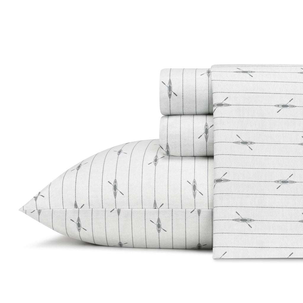 Eddie Bauer - Twin Xl Sheets, Cotton Percale Bedding Set, Crisp & Cool Home Decor (Downstream, Twin Xl)