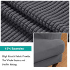 Turquoize Wingback?hair?overs 2 Piece?ing?hair?lipcover Stretch Slipcovers For Wingback Chairs Wing Chair Cover Spandex Jacquard Fabric With Elastic Bottom Non-Slip Furniture Cover, Charcoal Gray