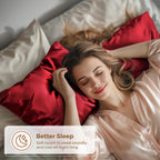 Pure Bedding Satin Pillowcase 2 Pack - Queen Size (20''X30'', Burgundy) - Silky Pillow Cases For Hair And Skin - Satin Pillow Co