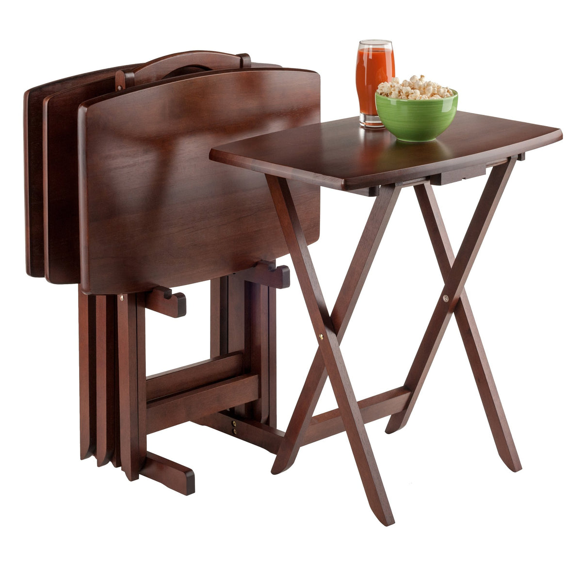 Winsome 94517 5pc Tv Table, Angle Shaped Tables With Stand-walnut