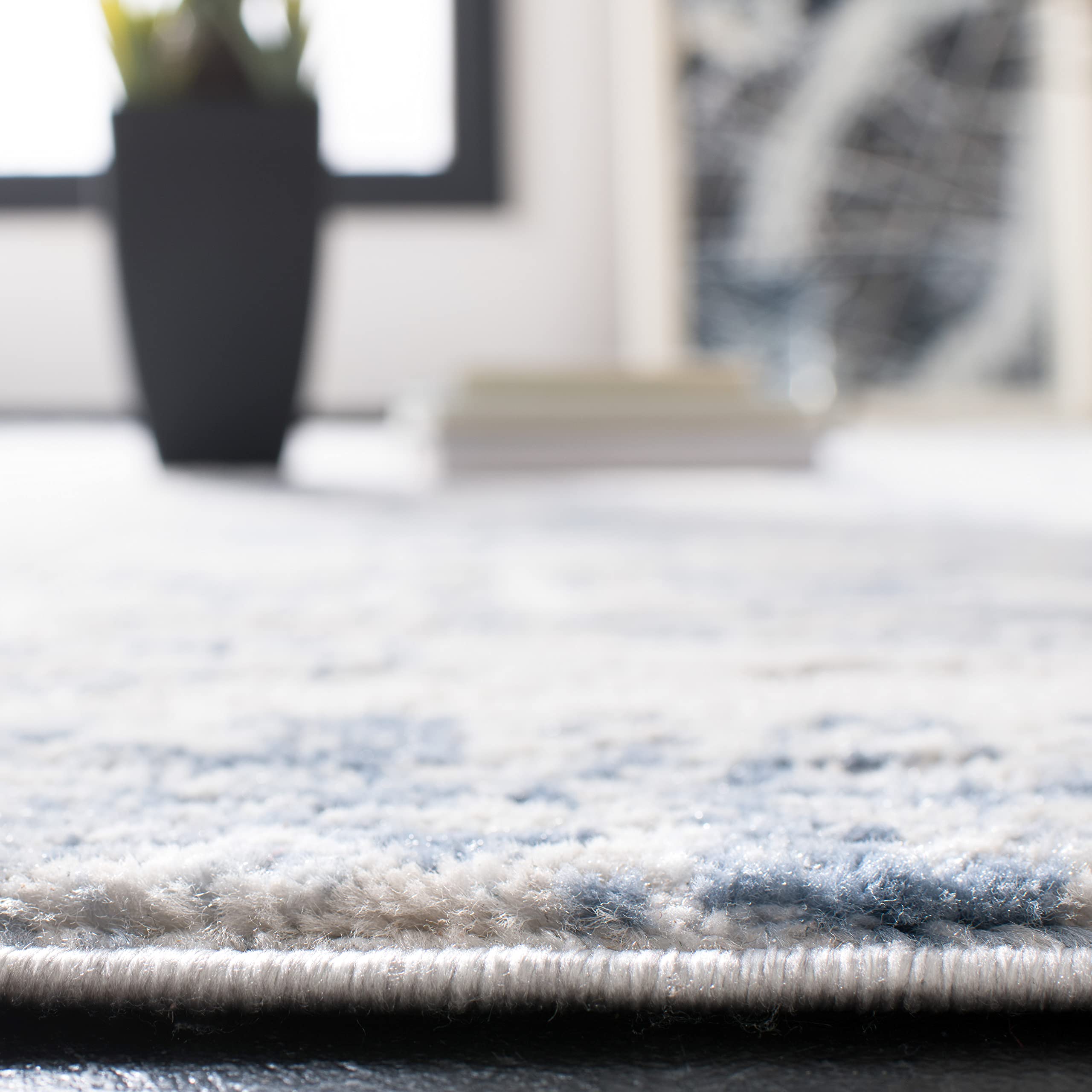 Safavieh Amelia Collection Runner Rug - 2'2'' X 12', Ivory & Blue, Modern Abstract Design, Non-Shedding & Easy Care, Ideal For H