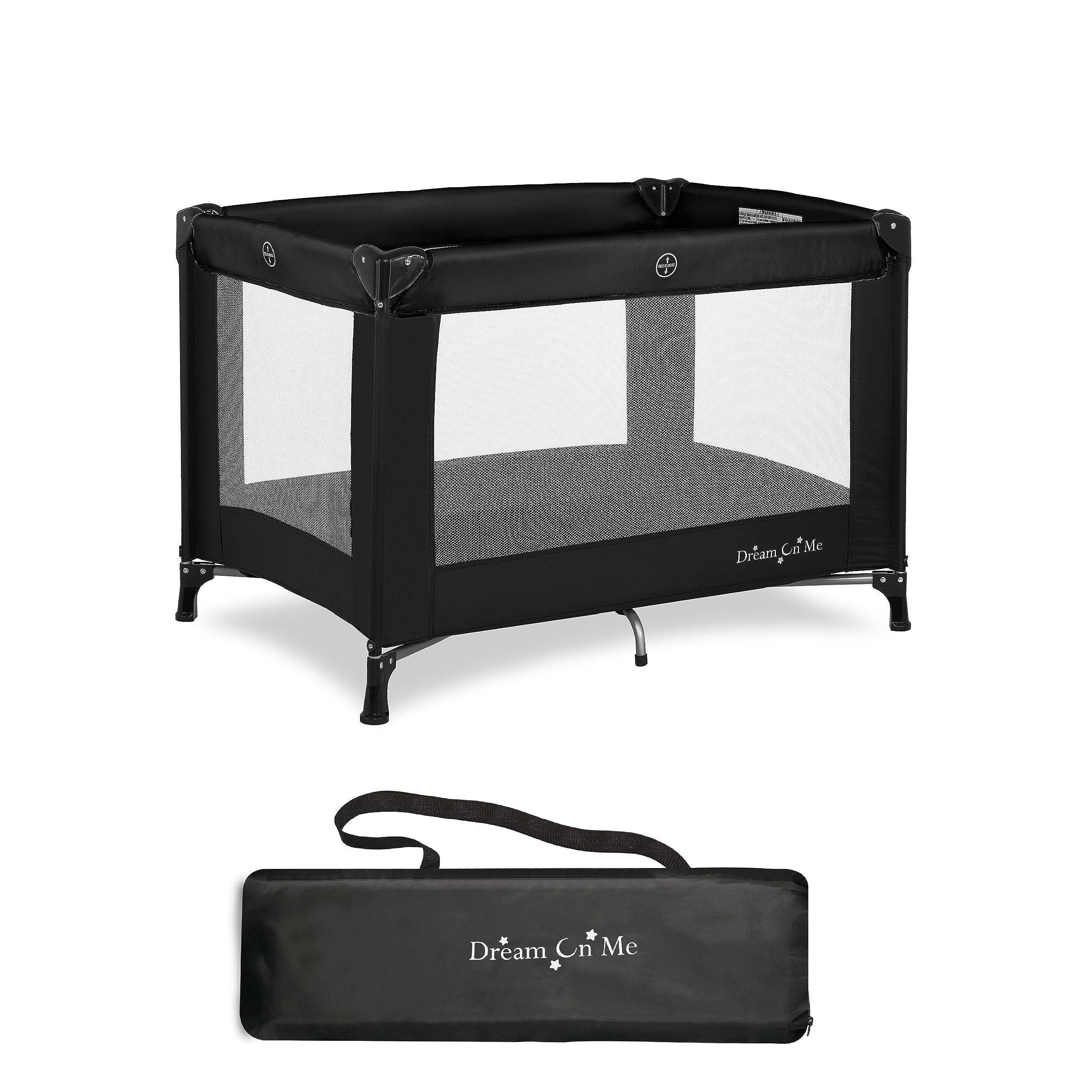 Dream On Me Nest Portable Playard in Black with Carrybag an Shoulder Strap, Lightweight, Packable and Easy Setup Baby Playard, B