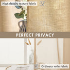 Miulee Tan Brown Faux Linen Textured Semi Sheer Curtains 2 Panels Set For Bedroom Living Room, Light Filtering Privacy Curtains