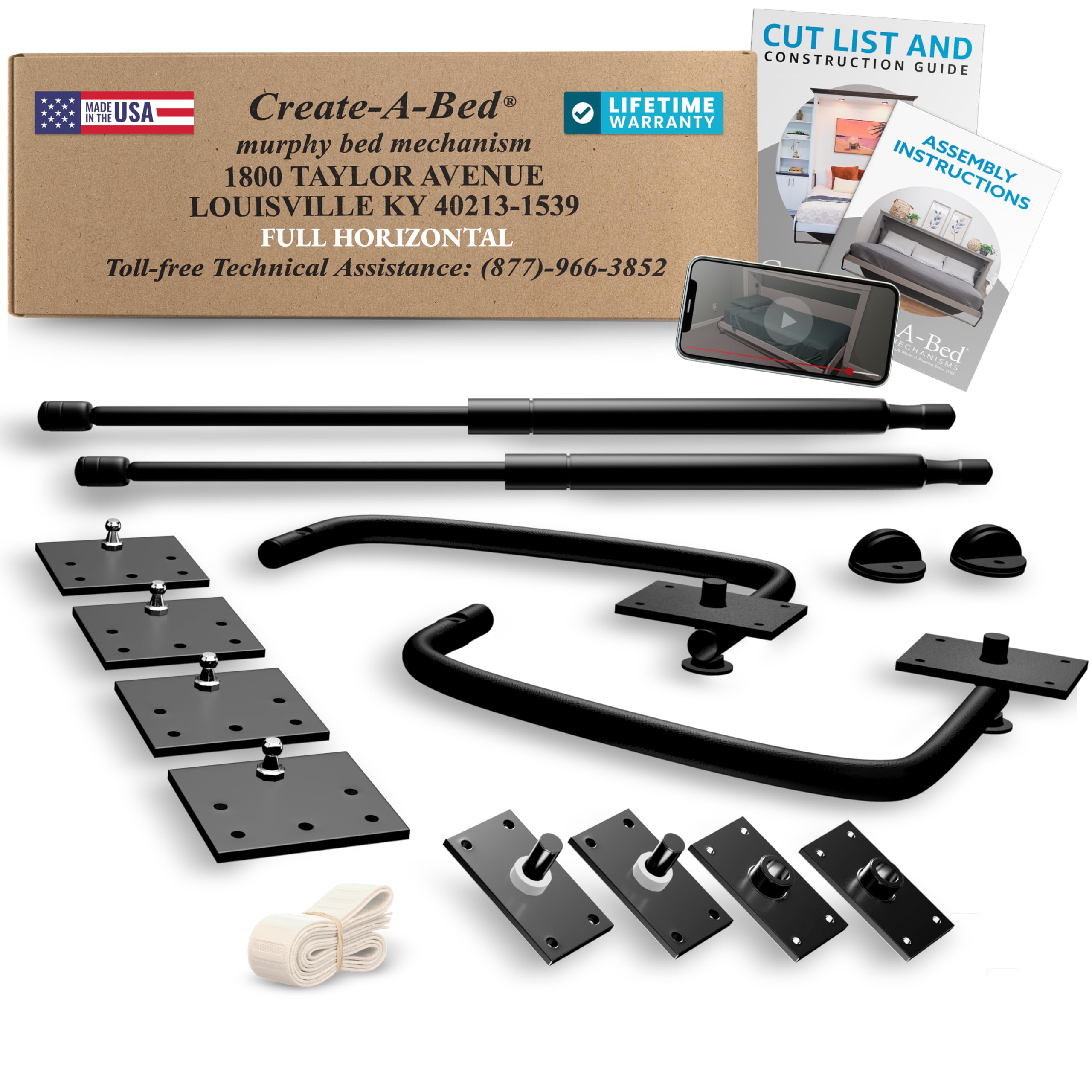 Create-A-Bed Full Size Deluxe Murphy Bed Kit, Horizontal