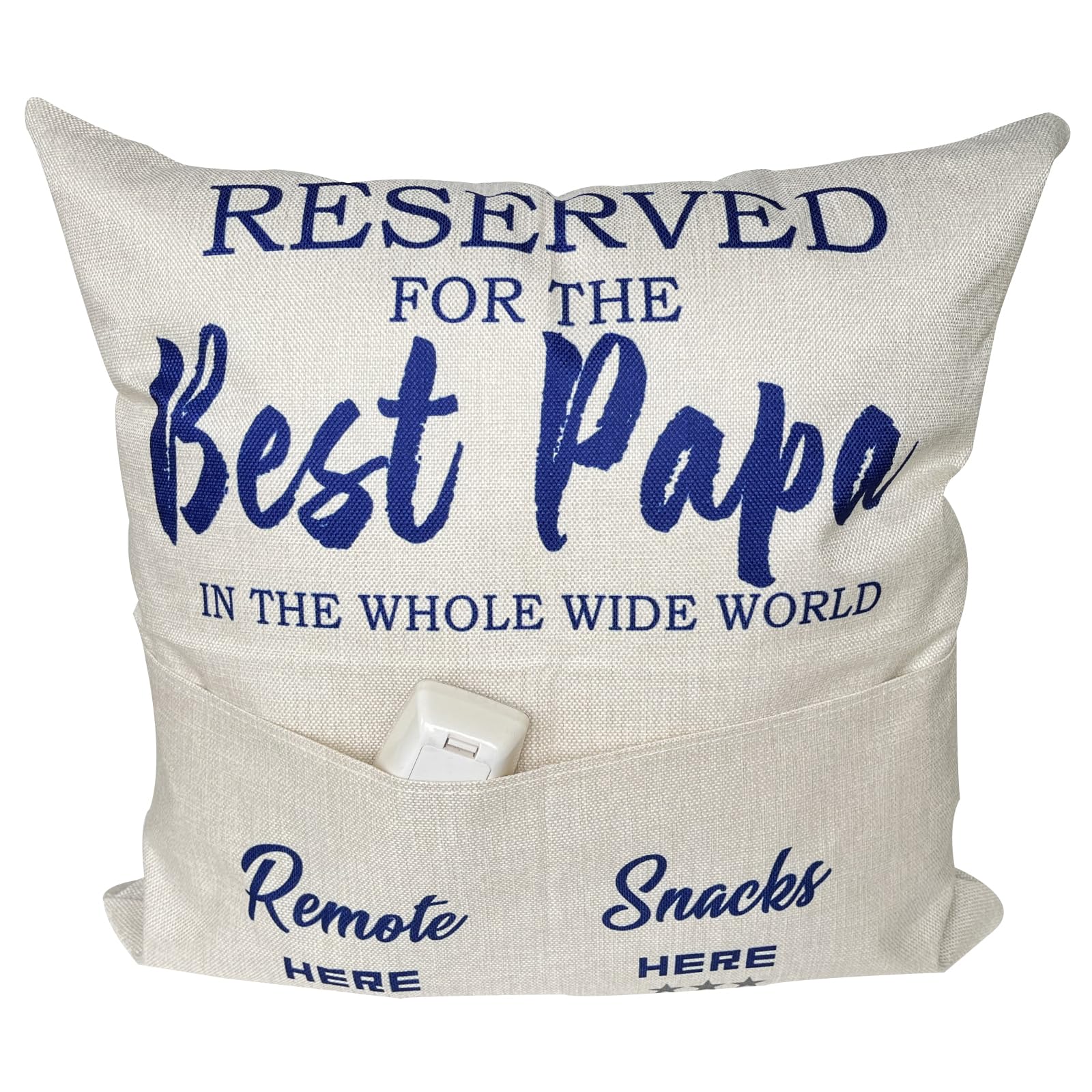 Papa Gifts From Grandkids, Two-Pocket Papa Throw Pillow Covers 18X18 Inch, Great Papa Dad Gifts For Birthday Christmas Anniversa