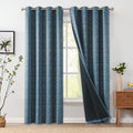 Jinchan 100% Blackout Boho Curtains 96 Inch Length For Bedroom White On Blue Geometric Printed Grommet Top Room Darkening Thermal Insulated Window Drapes 2 Panels
