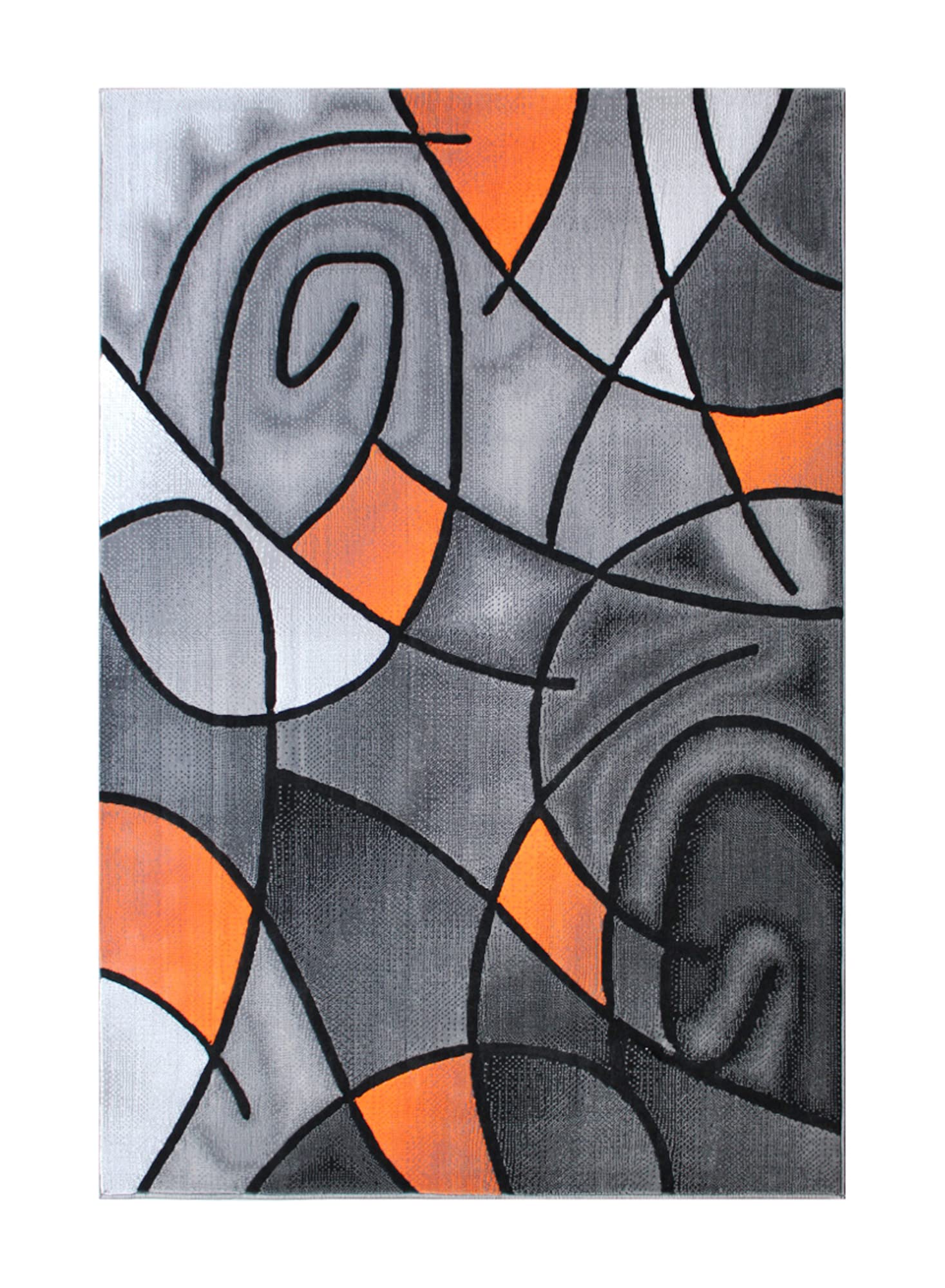 Flash Furniture Jubilee Collection Abstract Area Rug - Colorfast Orange Olefin Rug - 5' X 7' Area Rug - Jute Backing - Living Room, Bedroom, & Family Room