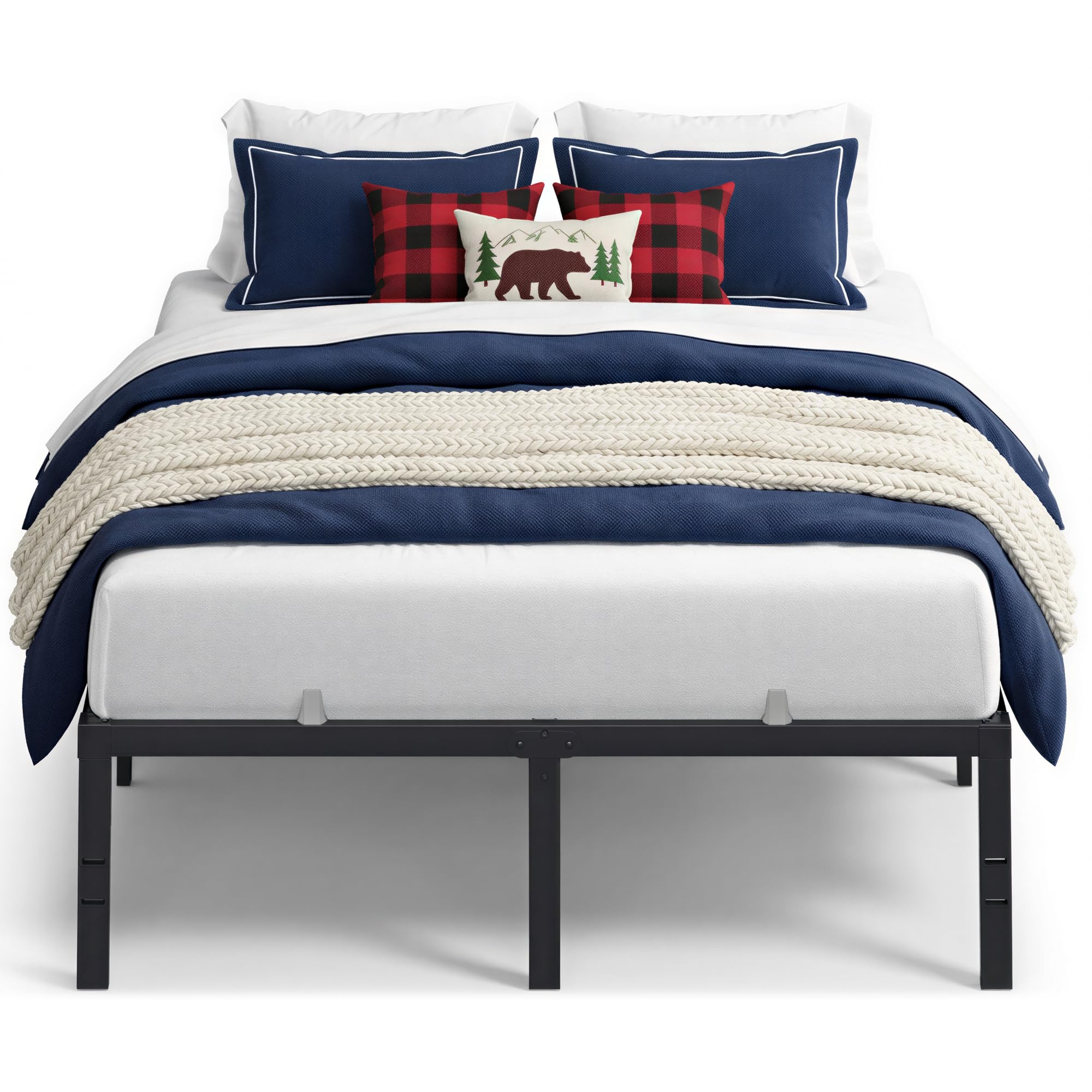 VASAGLE Full Metal Bed Frame 16 Inches Tall, 1100 lb Weight Capacity, No Box Spring Needed, with Under-Bed Storage, Easy Setup, 