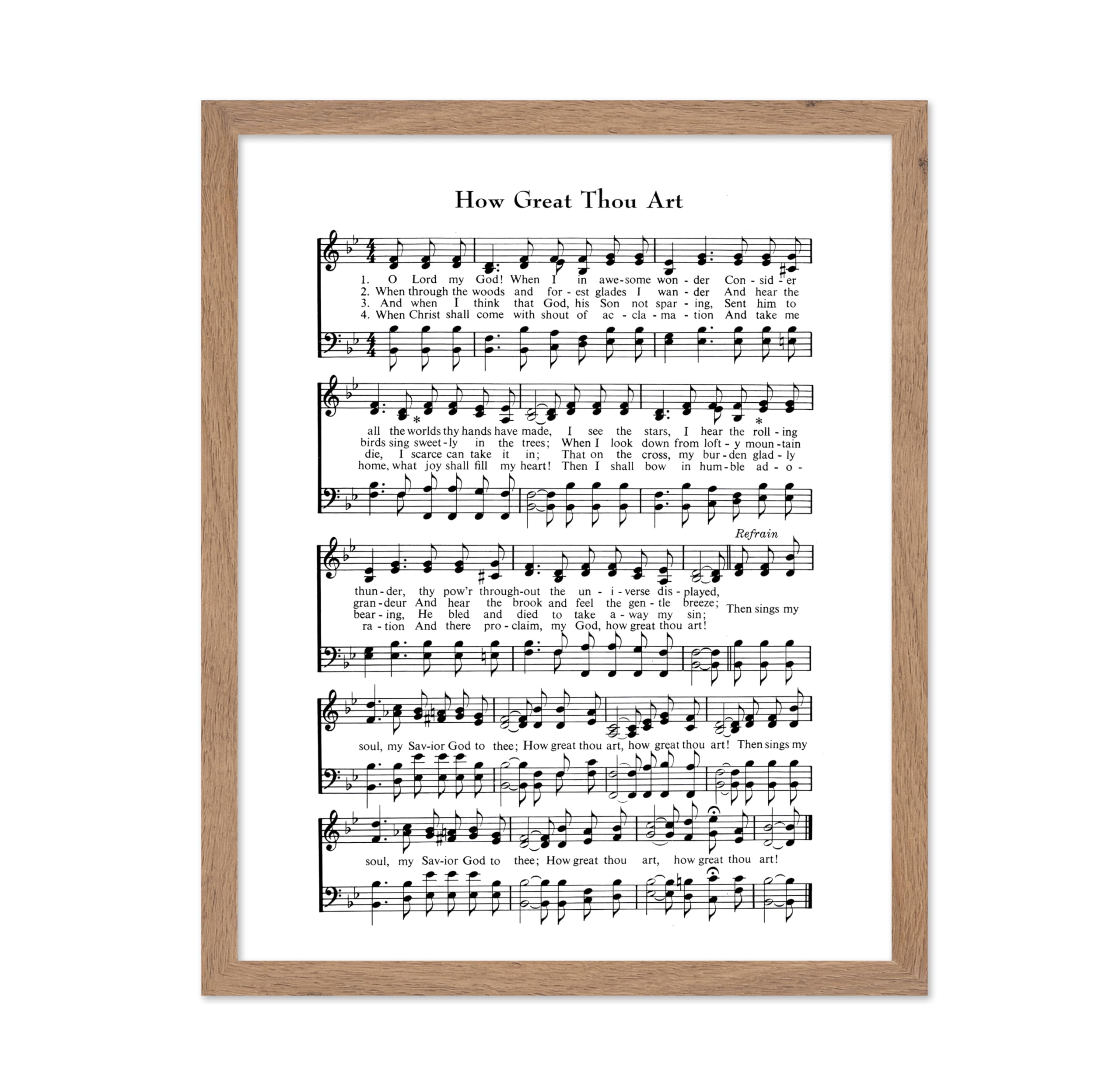 Poster Master Vintage Music Sheet Poster - Retro Hymnal Print - Gift for Musician, Friend - How Great Thou Art, Hymn, Verse - Wa