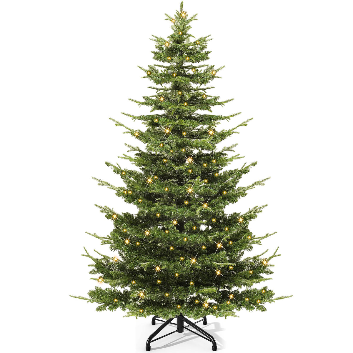 YITAHOME Pre-Lit Aspen Fir Artificial Christmas Tree 6.5ft, Layered Christmas Tree with Crystal Decorations, Noble Holiday Decor
