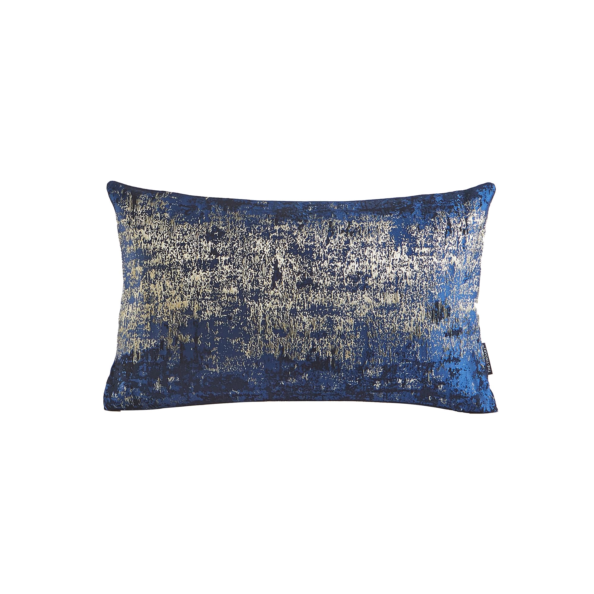 The-Tinoart Navy Pillow Covers 12X20Inches Gold Splashed On Navy Soft Jacquard & Velvet Rectangle Throw Pillow Cover For Farmhou