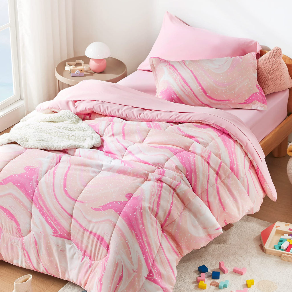 SLEEP ZONE Kids Bedding Comforter Set Full/Queen Size - 7 Pieces Super Cute & Soft Bedding Sets & Collections with Comforter, Sh