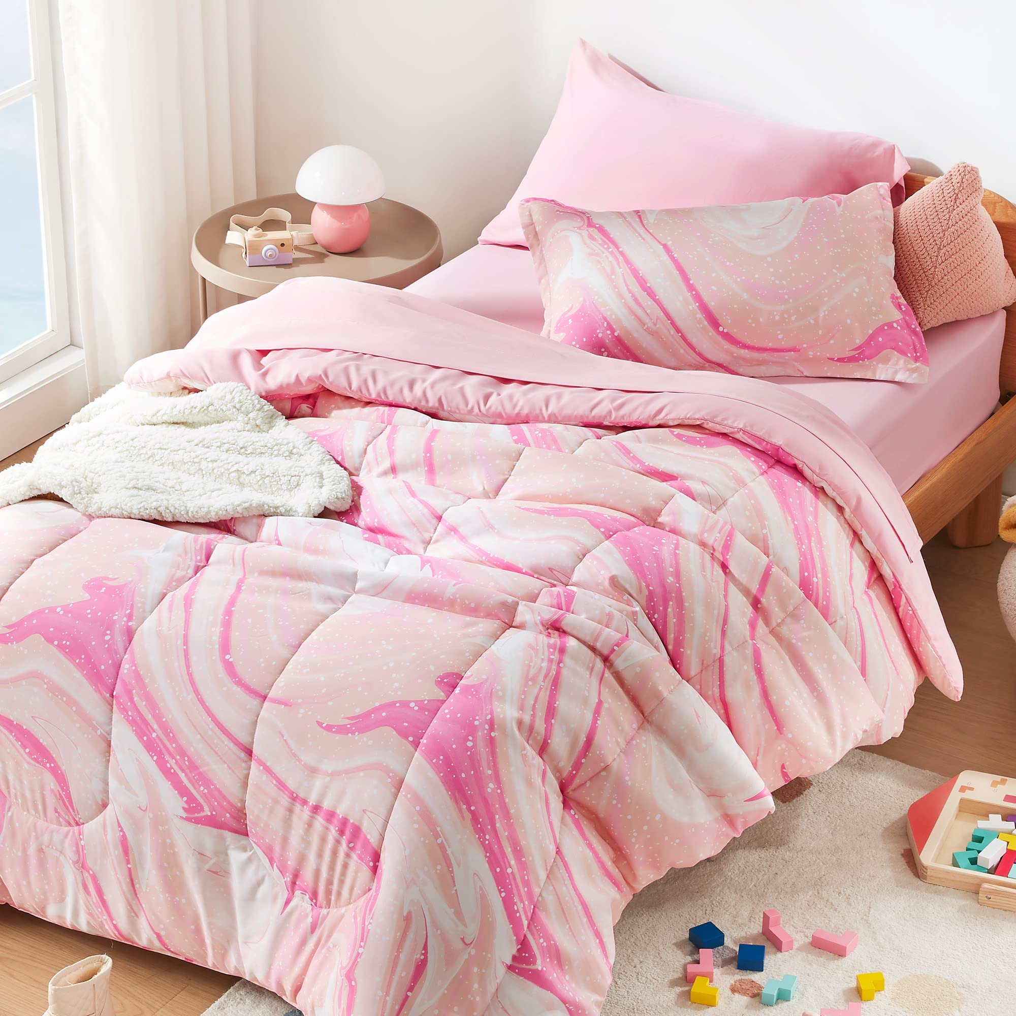 SLEEP ZONE Kids Bedding Comforter Set Full/Queen Size - 7 Pieces Super Cute & Soft Bedding Sets & Collections with Comforter, Sh