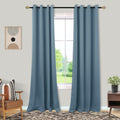Mrs.Naturall 52x84 Inches Long Stone Blue Curtains for Living Room 2 Panels Blackout Room Darkening Curtains